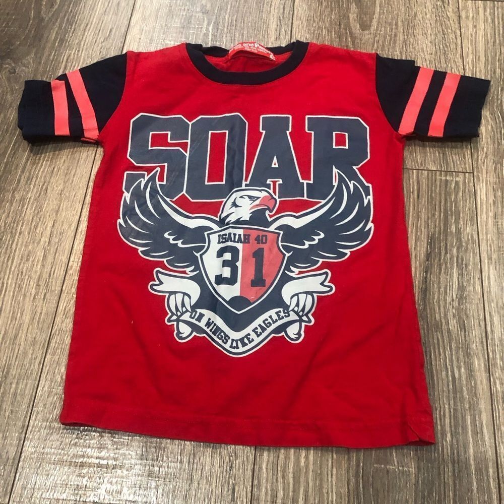 Kids Red Soar T-Shirt with Eagle Graphic